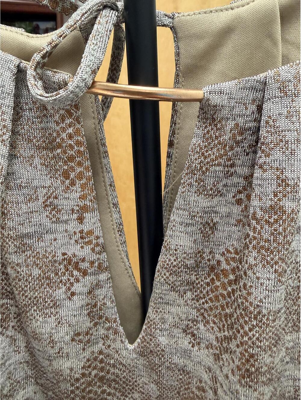 WHBM  Beige Brown Snakeskin Print Halter Tie-Waist Mini Dress Petite - Picture 7 of 7